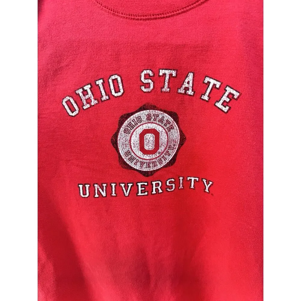 OHIO STATE UNIVERSITY Buckeyes Sweatshirt L Men's Red Short Sleeve IZOD - Picture 2 of 5